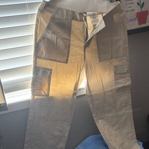 Eddie Bauer Tan Cargo Pants with Pocket Panel Accents